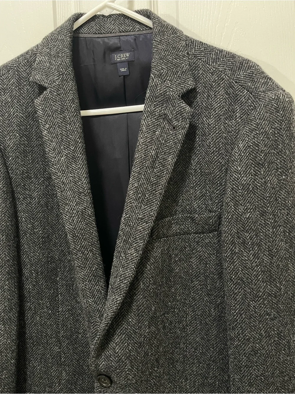 J Crew Charcoal Black Herringbone English Wool Ludlow Jacket Yorkshire Tweed 40R
